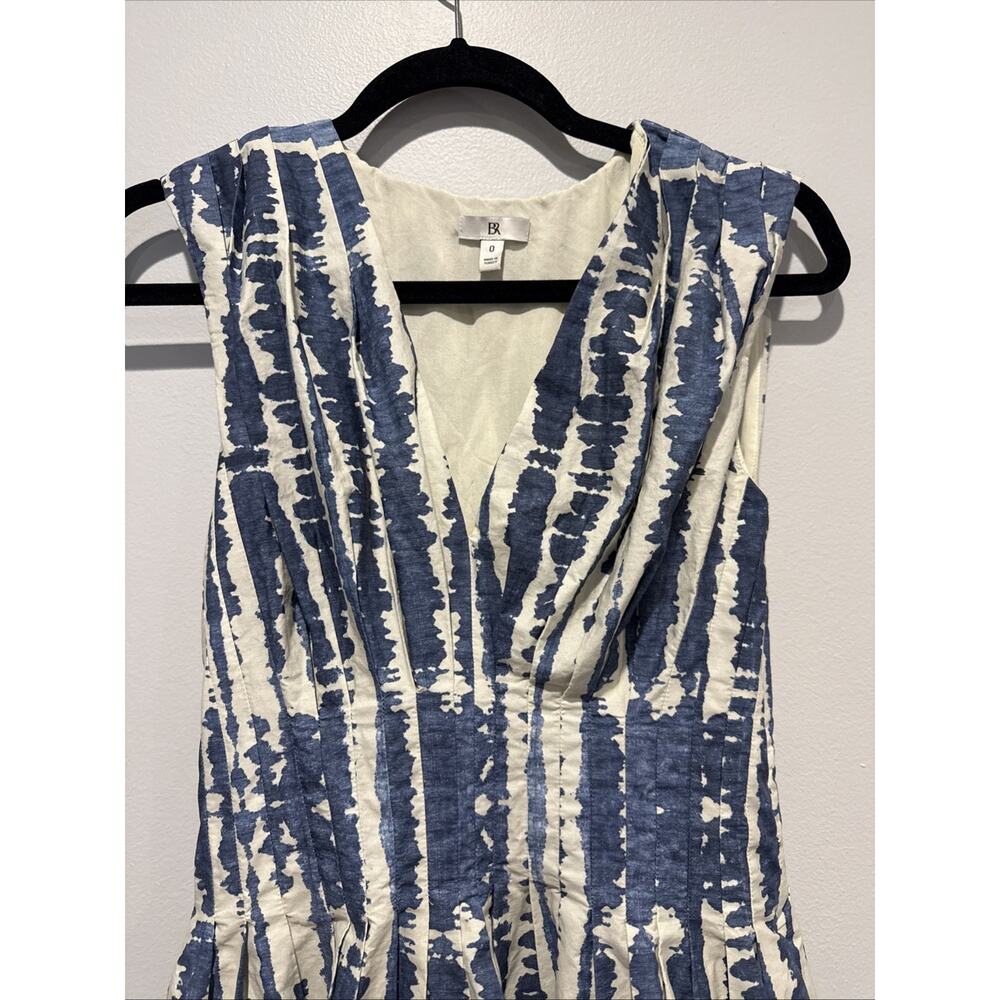 Banana Republic BR Women’s Blue Ivory Abstract Print Fit & Flare Dress Size 0 - Picture 3 of 12